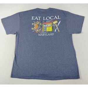Maryland My Maryland Shirt Mens 2XL Blue Old Bay Eat Local Graphic Tee Maryland